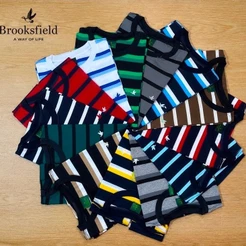 Camiseta Masculina Brooksfied Listrada Manga Curta Casual Algodão Premium