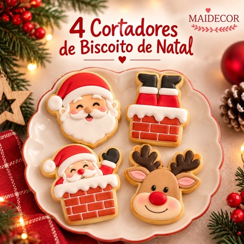 KIT 4 CORTADORES DE BISCOITO 3D ‘GRANDE’– TEMA NATAL