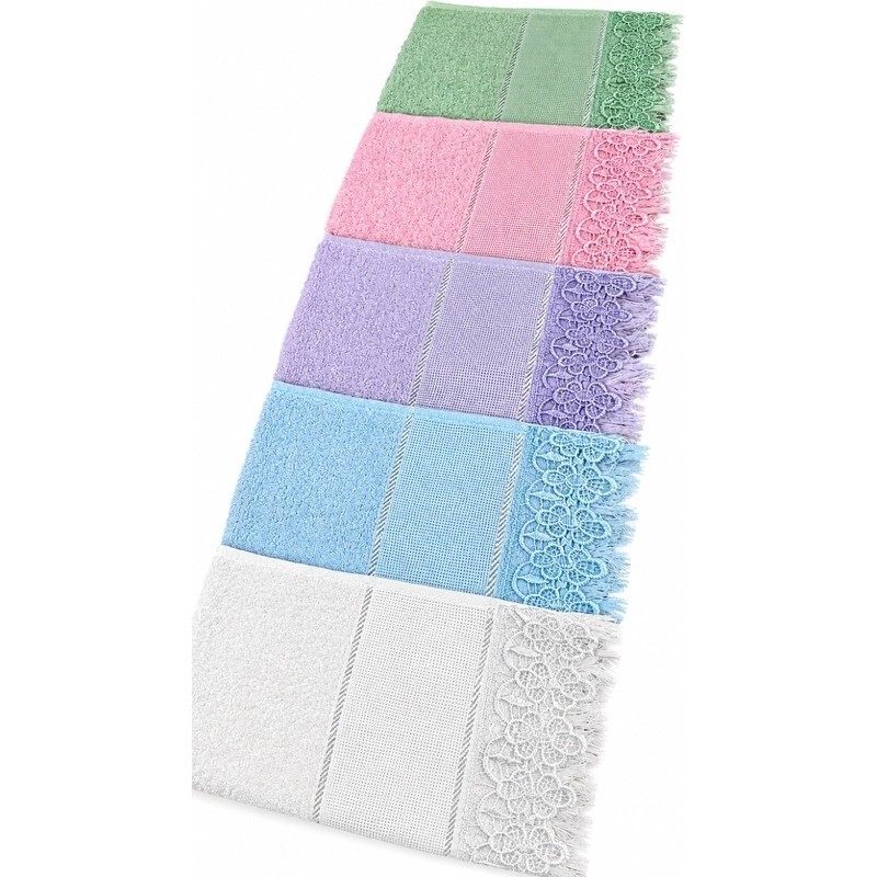 Kit 6 Toalhas Valletex Social De Mão Ponto Cruz Com Guipir