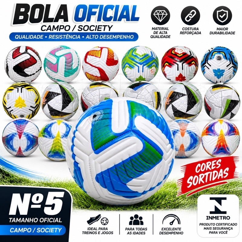 ⚽ BOLA DE FUTEBOL N°5 – CAMPO E SOCIETY | QUALIDADE PREMIUM