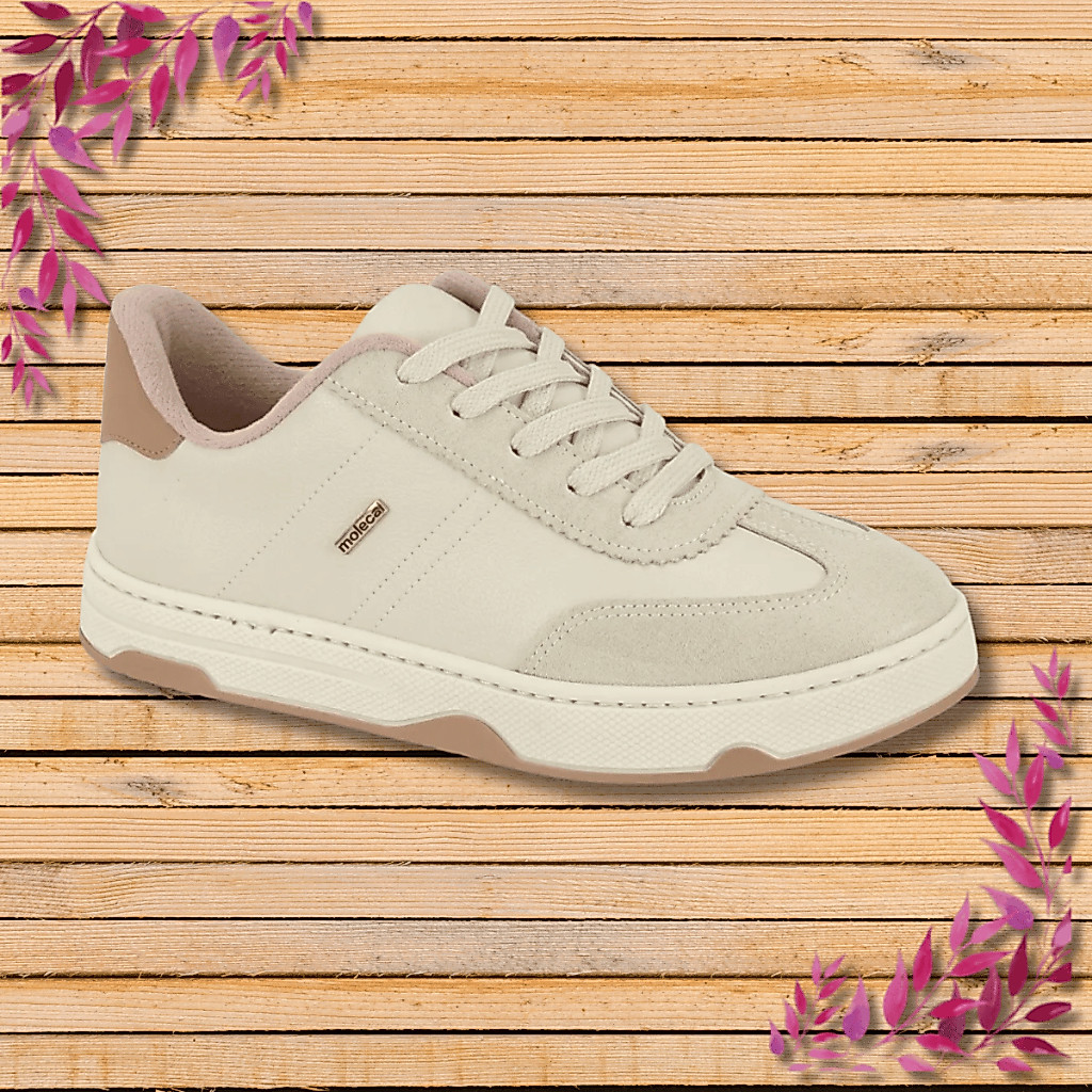Tênis Feminino Moleca Chunky Bege Camurça Confortável Leve FlatForm Ana Castela Urbano Macio Cadarço Social Conforto