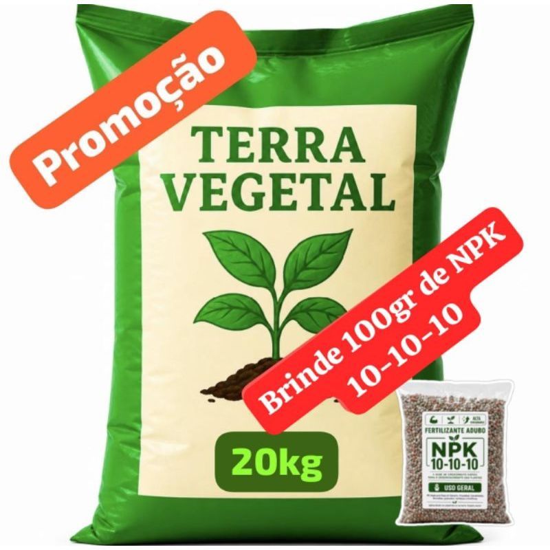 Terra adubada de 🚨10kg🚨+ Brinde 100gr Fertilizante NPK