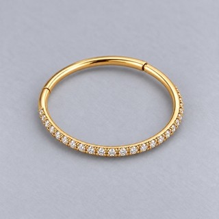 Piercing Argola de Aço Banhado a Ouro Cravejado com Clique 8 mm