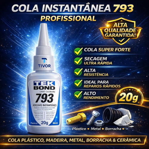 Cola TekBond 793 Instantânea Calcado Sapato Tenis Bolsa Plástico Madeira Acrigel Unhas