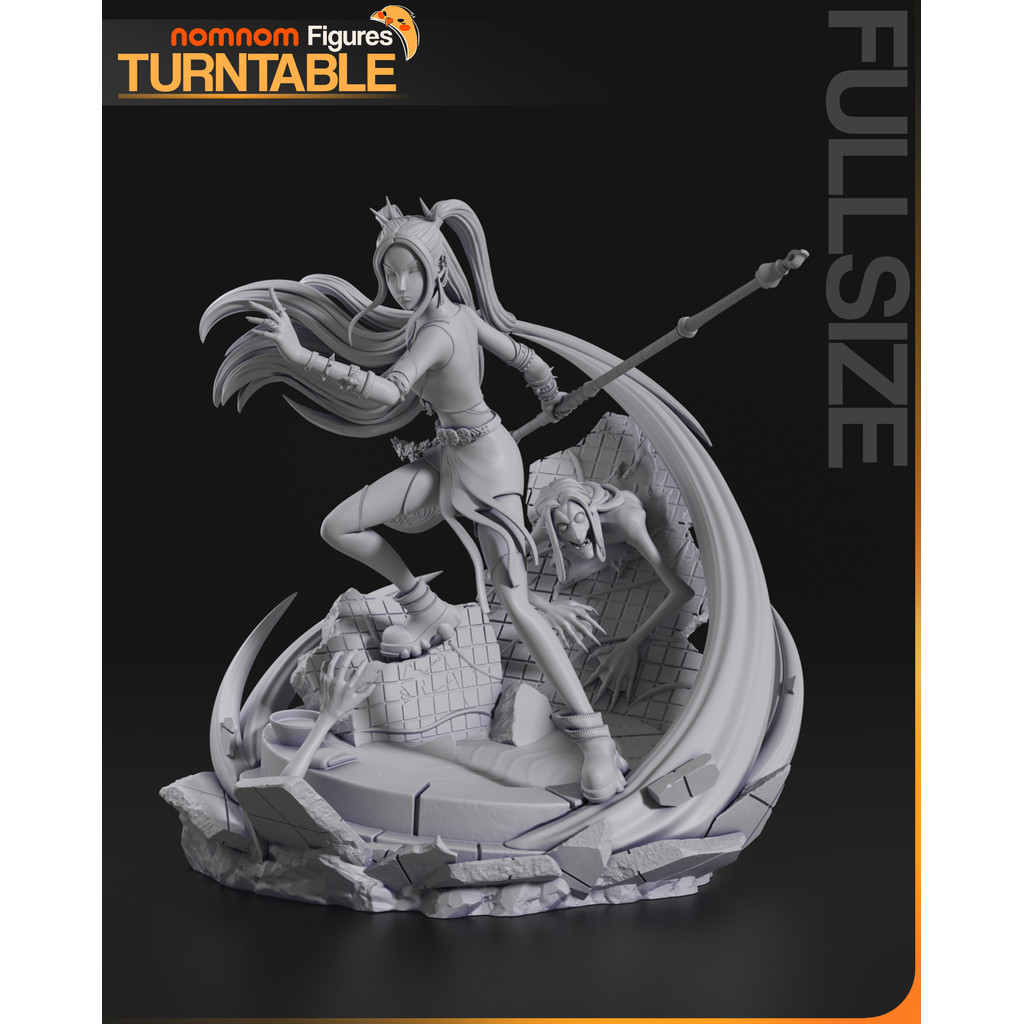 Diorama Caçadora De Demônios Resina 12k 1:10 - Kit 27 Peças Estátua Combate Para Pintar Garage Kit Nomnom Figures Épico