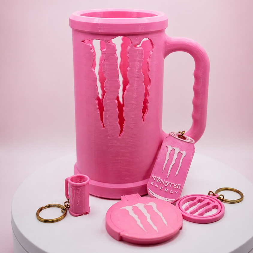Porta Lata Monster 473 ml + abridor + tampa + Brindes Caneca Monster Energetico