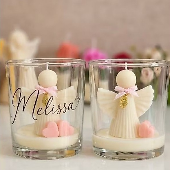 kit Vela Anjo no vidro ideal para lembrancinhas de Batizado /primeira comunhão/bem vindo/Aniversário e eventos
