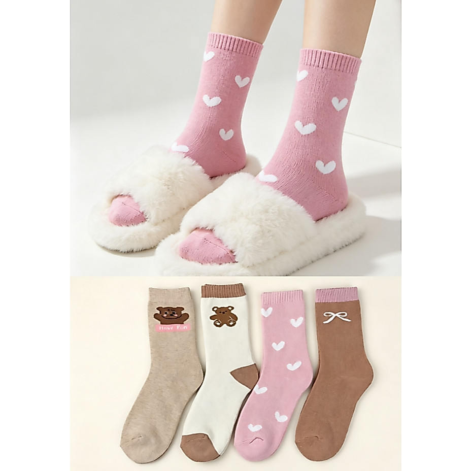 KIT COM 3,6 E 12 PARES DE MEIAS TÉRMICAS ATOALHADAS FEMININA 35 AO 40