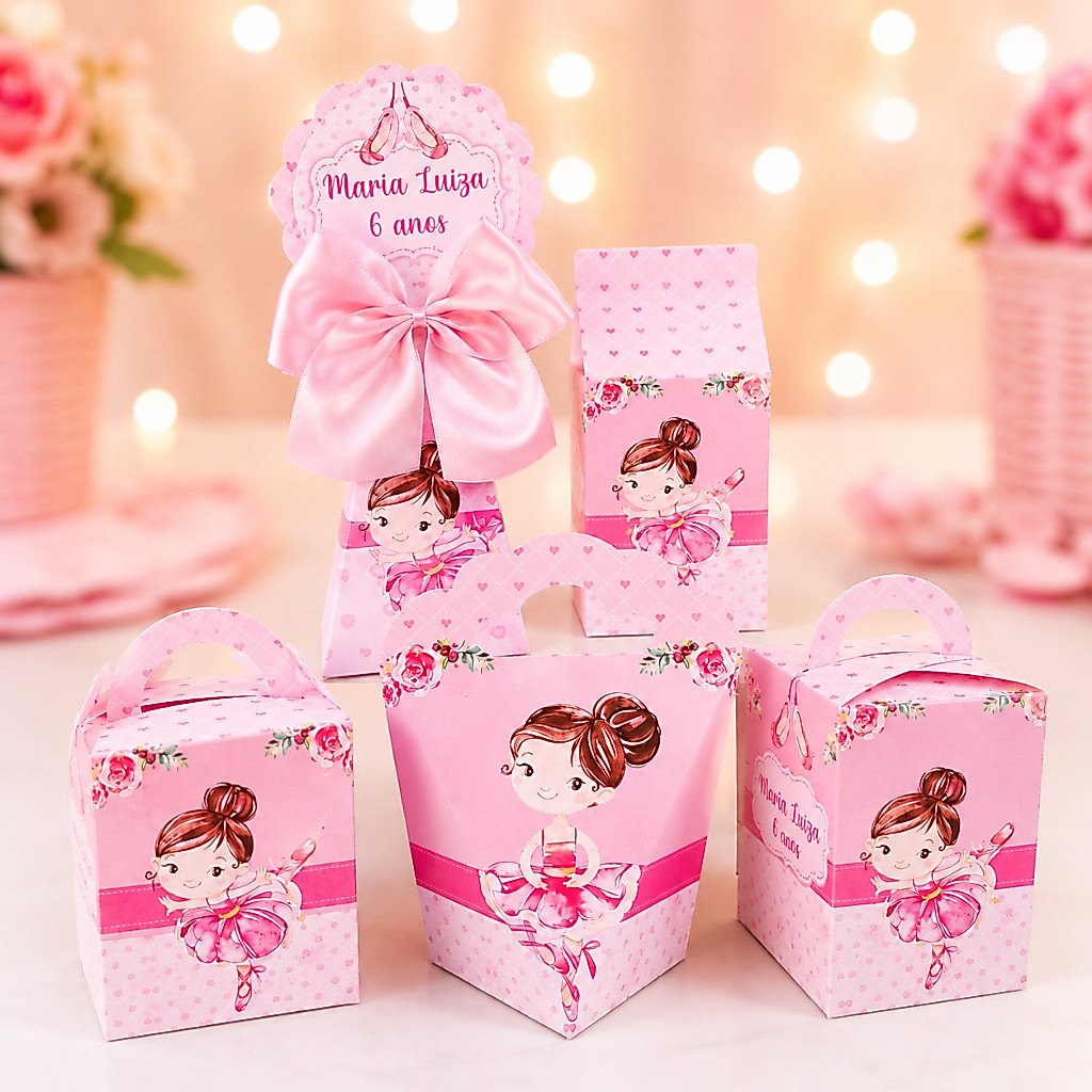 Kit Festa caixinhas personalizadas Bailarina - Personalizado - Lembrancinhas - Aniversário Infantil