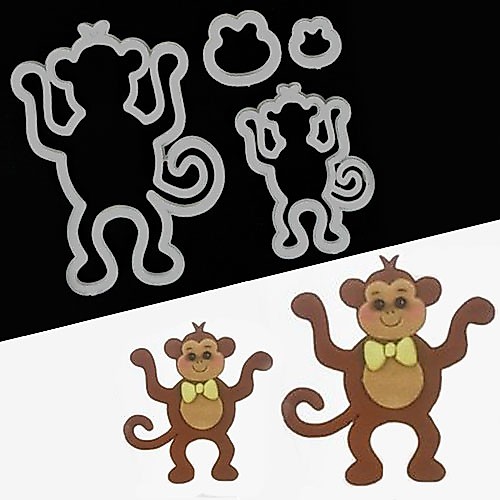 Kit Cortador Molde Macaco 2 Peças Biscuit Pasta Americana Biscuit