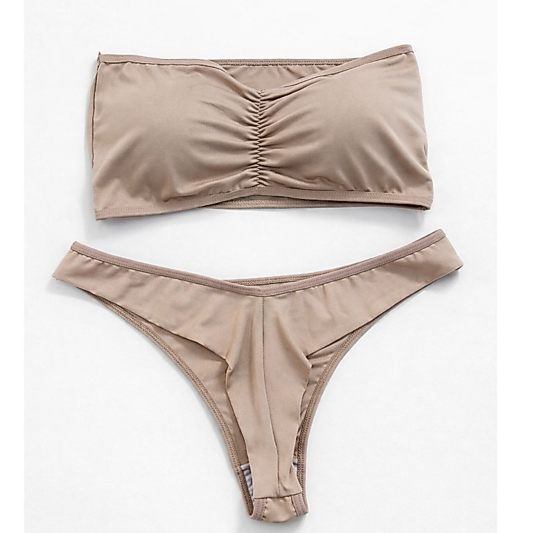 Conjunto Sutiã Tomara Que Caia Top Bustiê Com Bojo Com Tanga Fio Duplo Não Marca