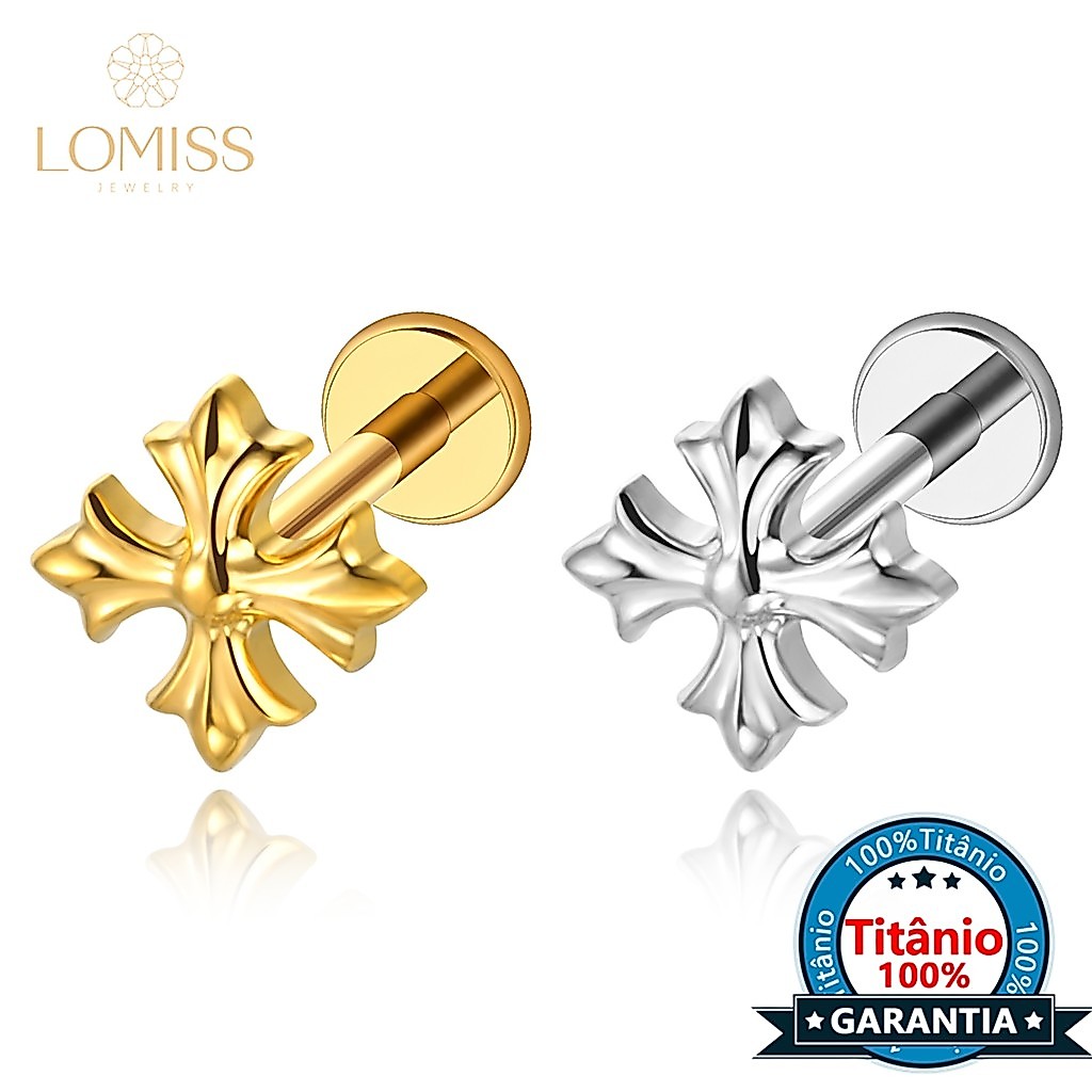 Lomiss Piercing Tragus Labret Titânio Chrome Hearts Zircônia Cravejada Conch Orelha Labial