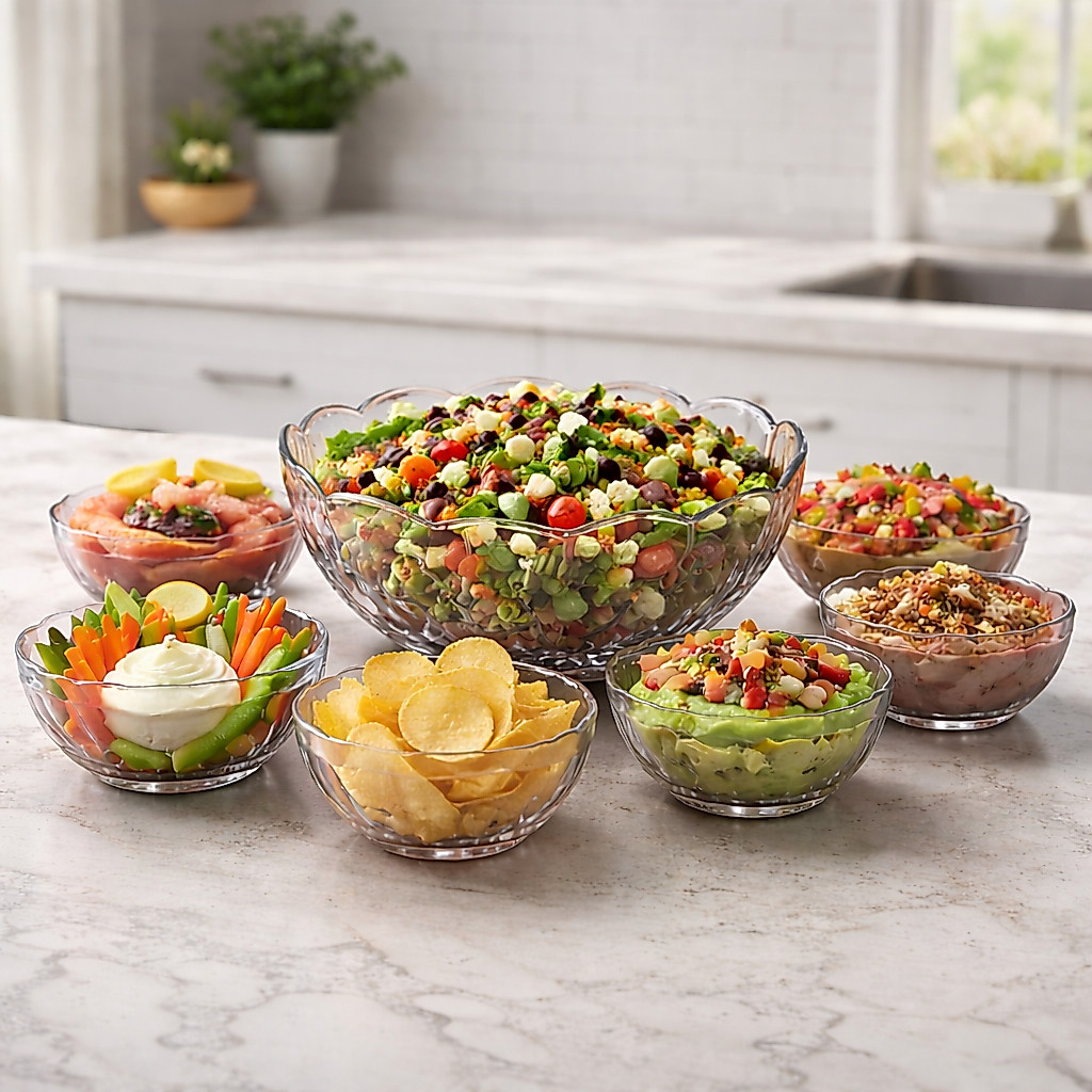 Conjunto 7 Bowls de Vidro Rose Tigelas Decorativas