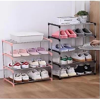 Sapateira 4 andares Organizador Plstico de Sapatos Tenis 8 Pares Desmontavel Movel Preto XL3330