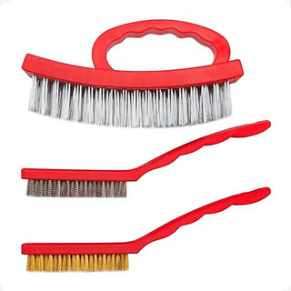 Kit 3 Escovas Manuais Aço Latão Nylon 225mm Tira Ferrugem Limpeza Pesada Promoção - Dm