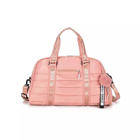 bolsa mala academia e viagem feminina com alça transversal  Impermeavel Chaveiro Pompom