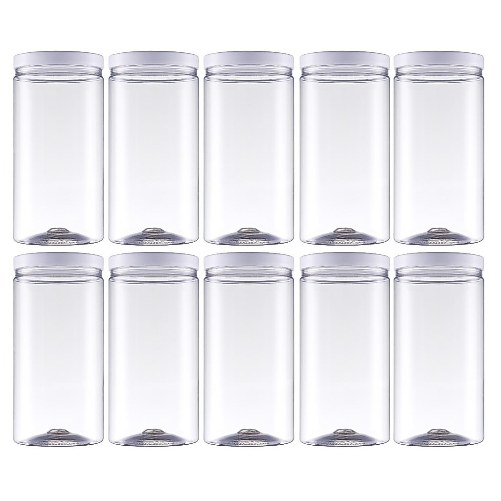 Kit 10 Potes Plástico Tampa De Rosca Multiuso 1.8 Litro Bolachas Biscoito Doces
