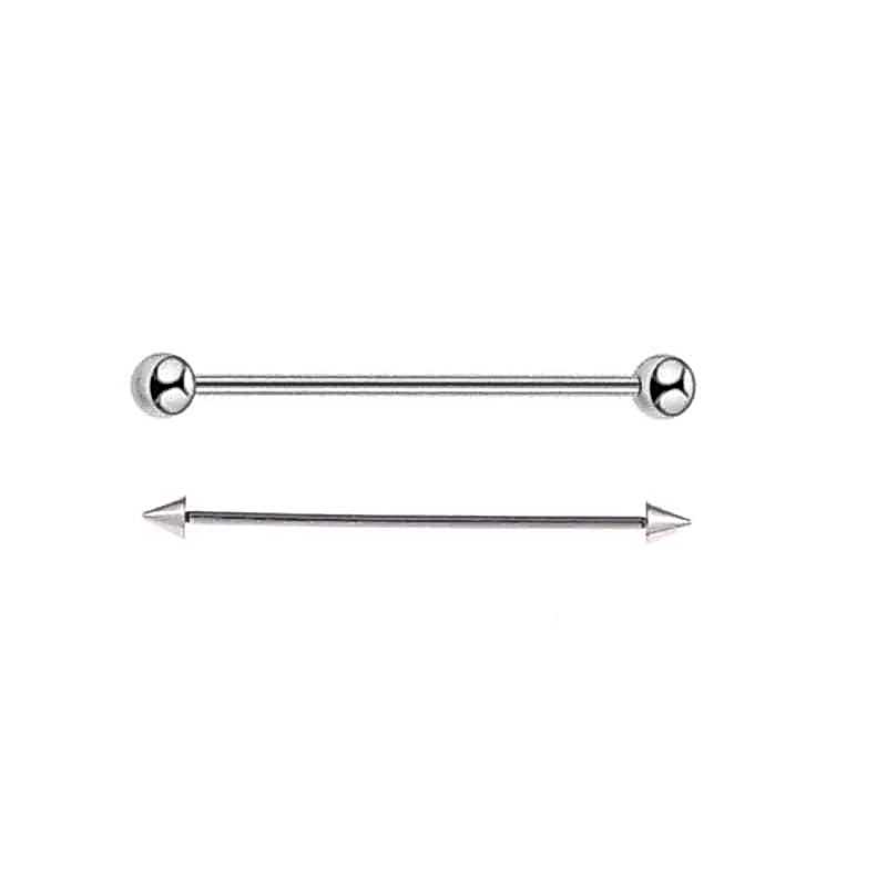 Kit 2 Piercing Transversal Bolinha Spike Aço Cirúrgico Masculino Feminino