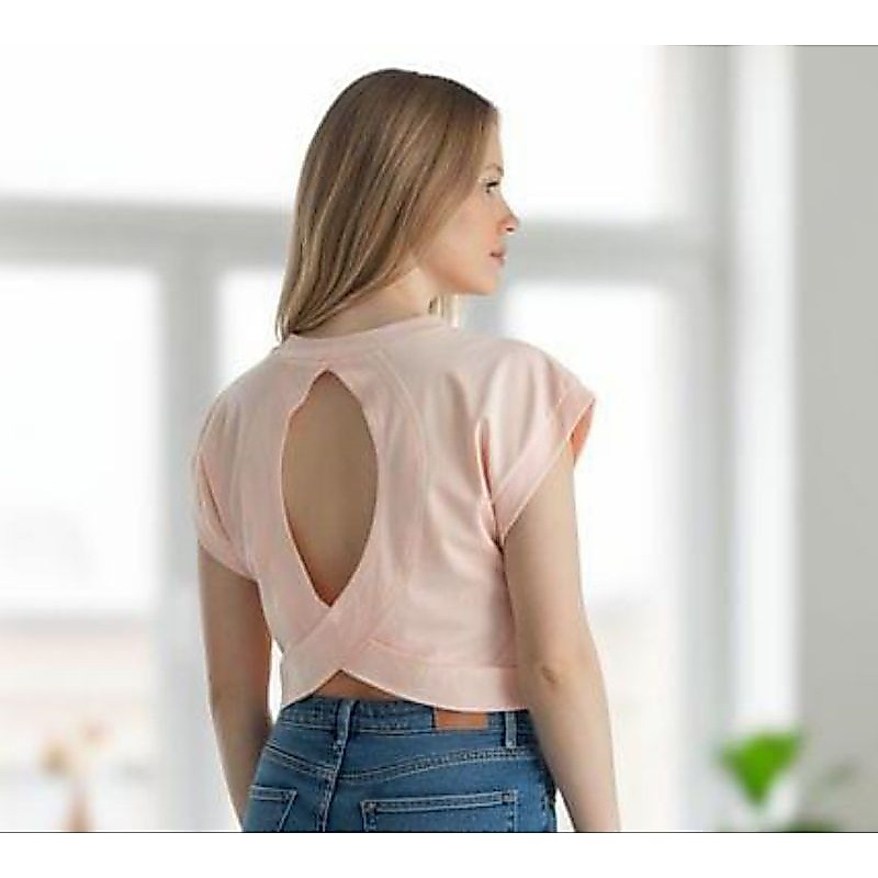 Camisetas feminina Cropped Oversized blusa soltinha e confortável estilo urbano detalhe nas costas
