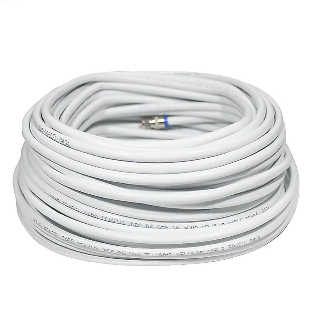 Cabo Antena Tv UHF VHF Digital Parabolica RG6 Montado Pronto Branco Coaxial 95% Malha com 15 Metros