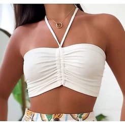 Cropped drapeado amarração