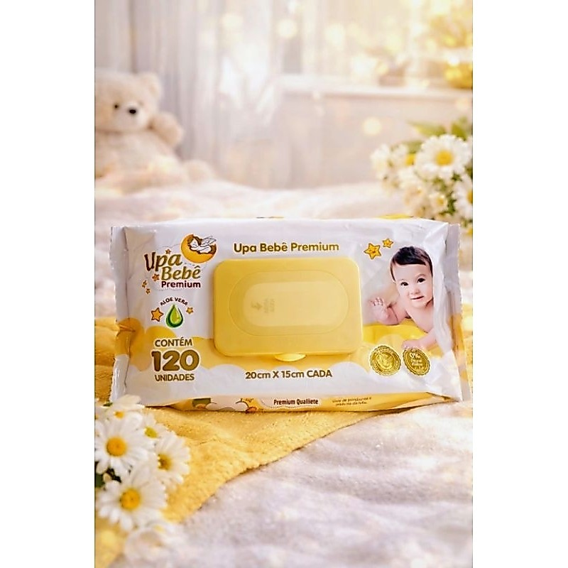 Kit C/ 6 Lenços Umedecidos UPA Bebê Premium 720 Toalhas | Macio, Hipoalergênico e Dermatologicamente Testado
