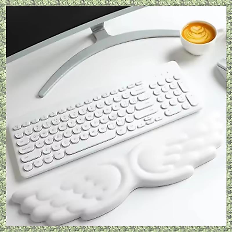 Conjunto De Mouse Pad Teclado Descanso De Pulso Asa De Anjo Ergonômico Antiderrapante Espuma De Memória Suporte Para Com