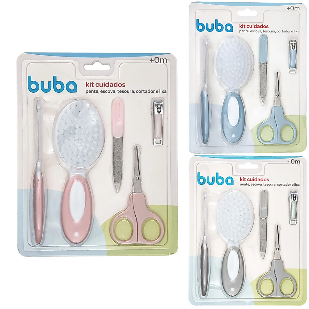 KIT CUIDADOS E HIGIENE 5 PEÇAS PENTE, ESCOVA, CORTADOR DE UNHA E LIXA - BUBA/PIMPOLHO