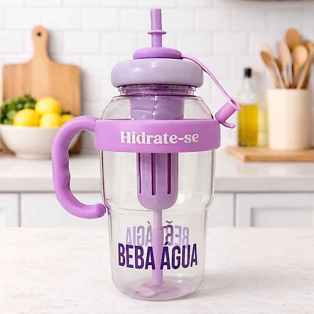 Garrafa De Chá e Água 1300ml Com Filtro Infusor Para Academia Passeio ou Escola