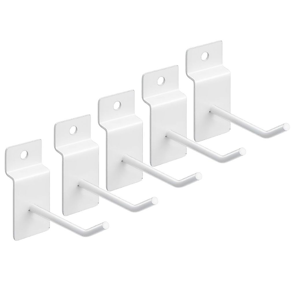 KIT 100 GANCHO PARA PAINEL CANALETADO COR BRANCO 5CM