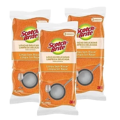 Kit com 9 Esponja Louças Delicadas SCOTCH Brite Laranja