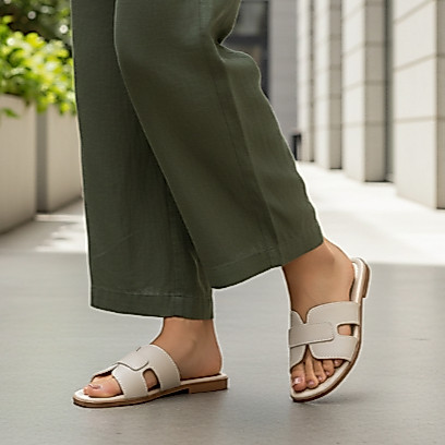 Rasteirinha Feminina Sandália Rasteira Conforto Tira Larga Casual Antiderrapante