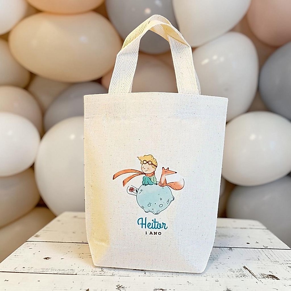 10 Sacolinha Minibag Pequeno Príncipe - Modelo Estampa Grande - Lembrancinha de Aniversário