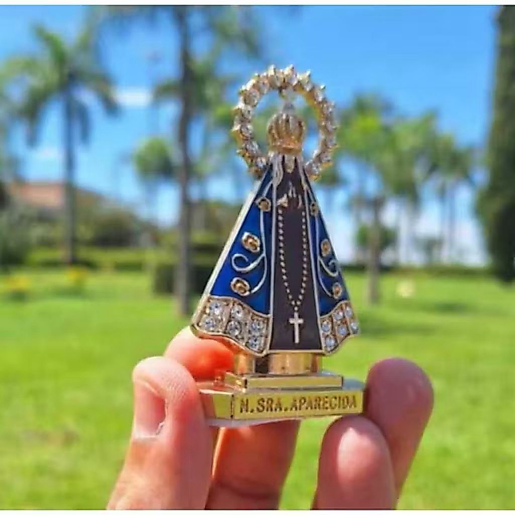 Kit 3 Santinhas Nossa Senhora Aparecida para Carro Painel Fé Proteção Decorativa