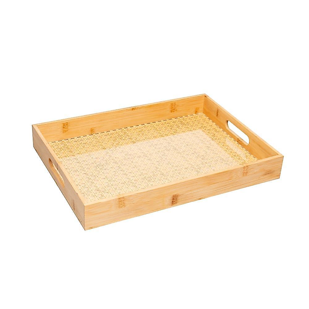 Bandeja Wolff de Bambu com Fundo em Treliça 39cm x 29cm