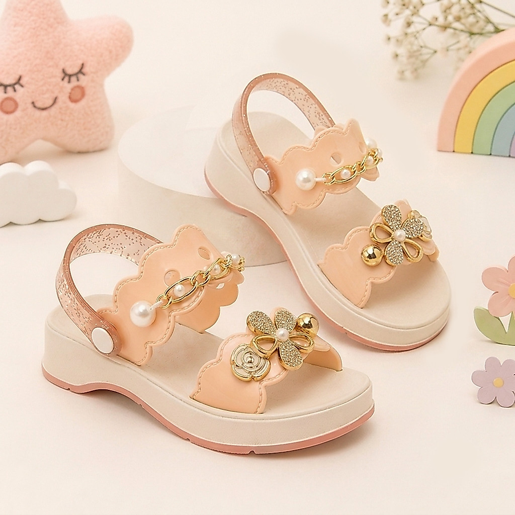 Sandália Papete Infantil Menina Feminina Pin Bottons Removíveis Flor Strass Pérola Glitter Confortável Lançamento