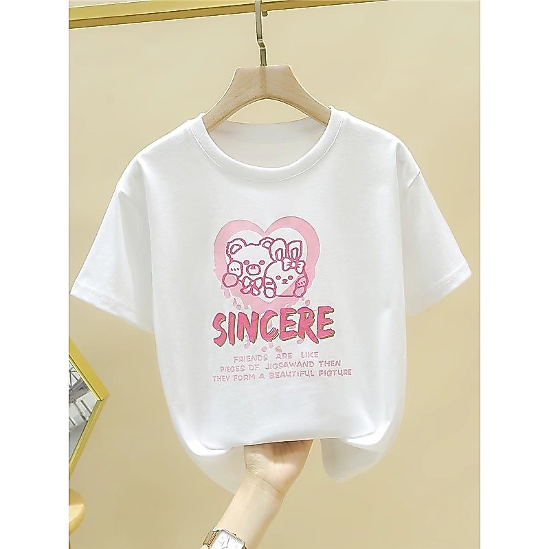 Meninas de manga curta camiseta verão 2026 novo estilo estilo coreano roupas da moda crianças puro algodão meia manga me