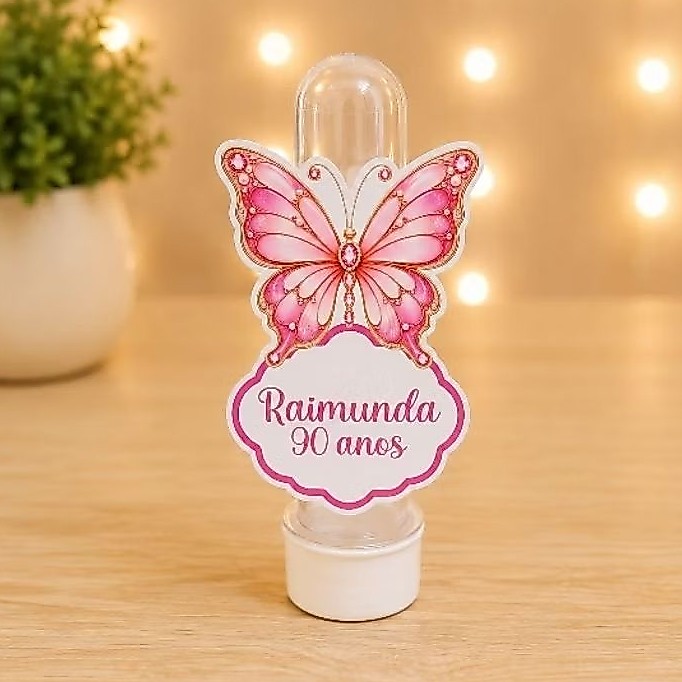 Aplique Para Tubete Borboletas Rosa,Azul e Lilás Personalizado - Lembrancinha - Aniversário - Decoração