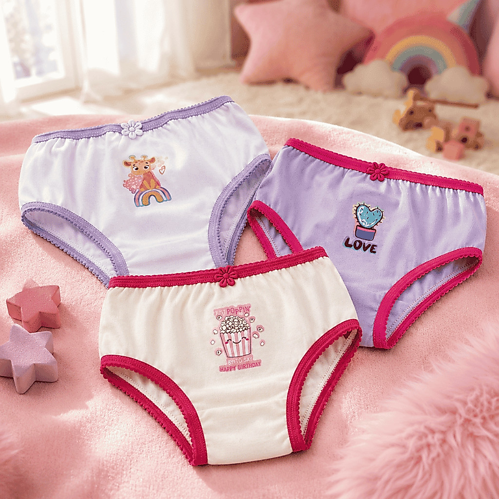 Kit 3 Calcinhas Infantil Menina Sortidas Super Confortáveis