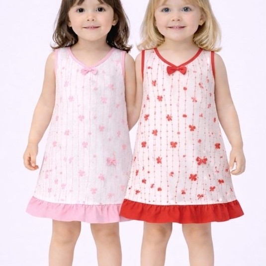 Kit 2 Vestidos Infantis Femininos modelo Regata em Algodão
