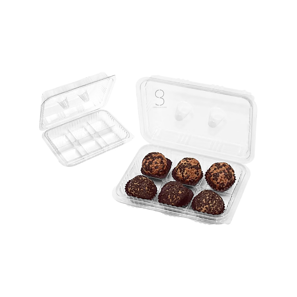 Embalagens Para Brigadeiro Gourmet Com 6 Divisórias - 50u