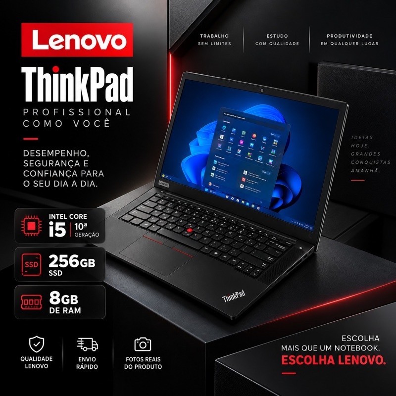 Lenovo E14 Notebook i5 10ª Geração 8GB RAM 256GB SSD | Alta Performance