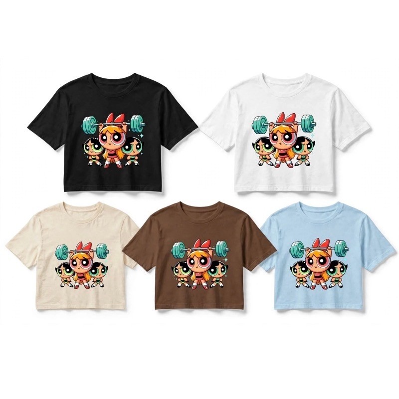 Cropedd Blusinha Versátil Super Poderosas Academia Colorido Tendência Algodão Premium Fresquinho Pronta Entrega