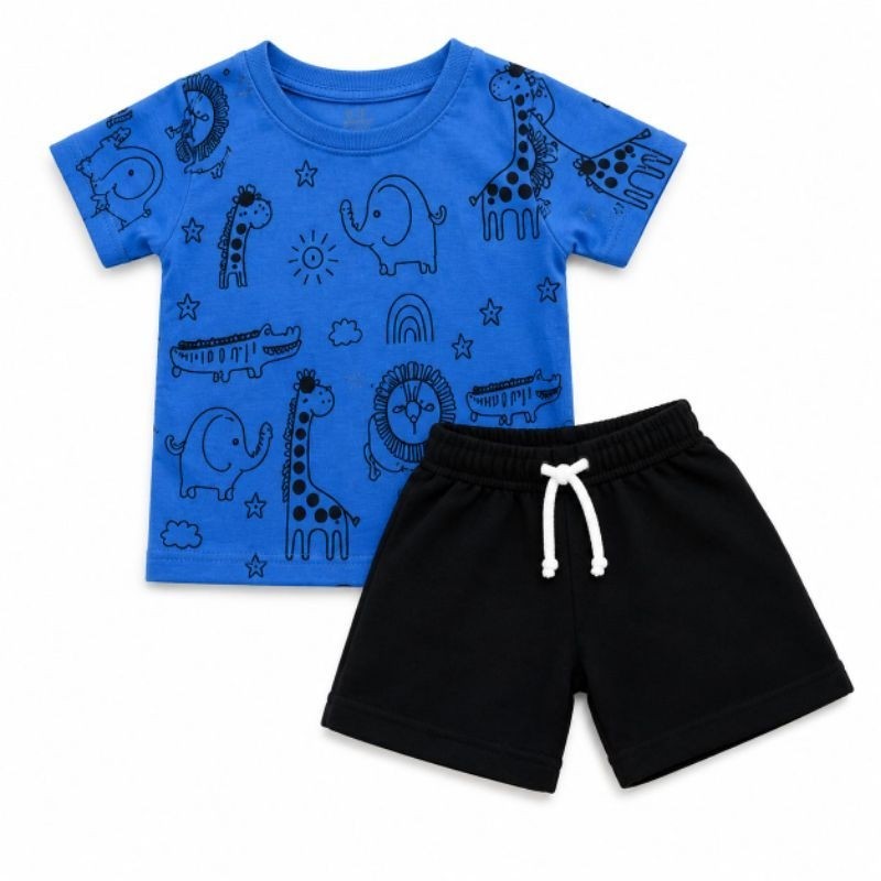 Conjunto Bebe Masculino Camiseta Algodao E Bermuda Moletinho 3 a 6 meses