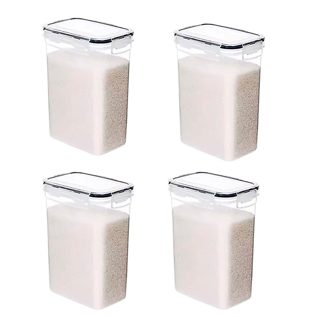 Kit Completo com 4 Potes Herméticos de Plástico com Vedação Empilháveis e Livres de BPA para Organização de Cozinha