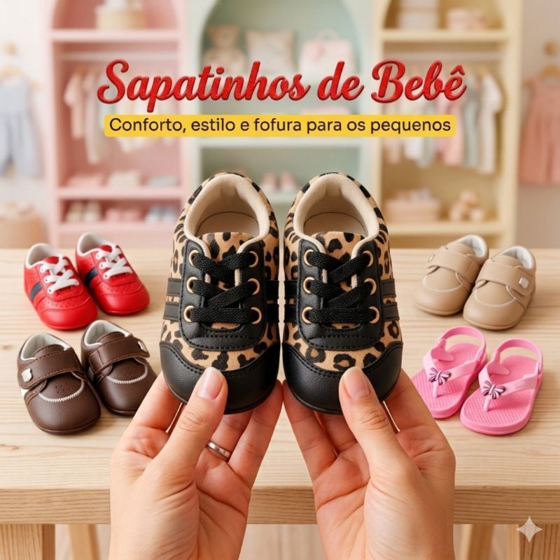 Kit com 3 Sapatinhos de Bebê Menino, Menina – Sandálias e Sapatos Infantis, oncinha, velcro,macio oferta relâmpago,cupom
