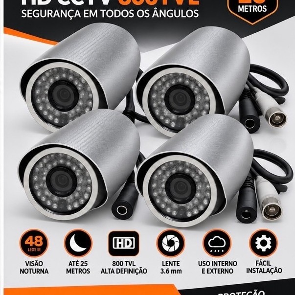 Câmera de Segurança HD Visão Noturna 25m 12V Externa Colorida Compatível DVR — imagem 2 de 2