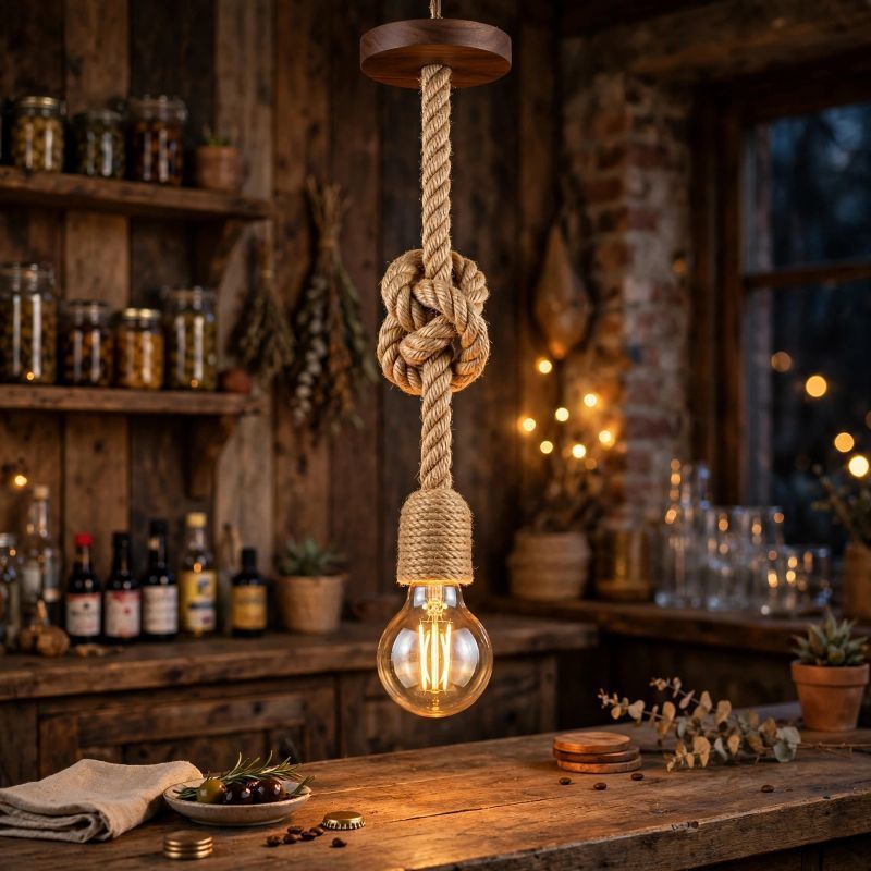 Lustre Pendente Corda Sisal 1,10m Sisal Varanda Gourmet Bar — imagem 2 de 2