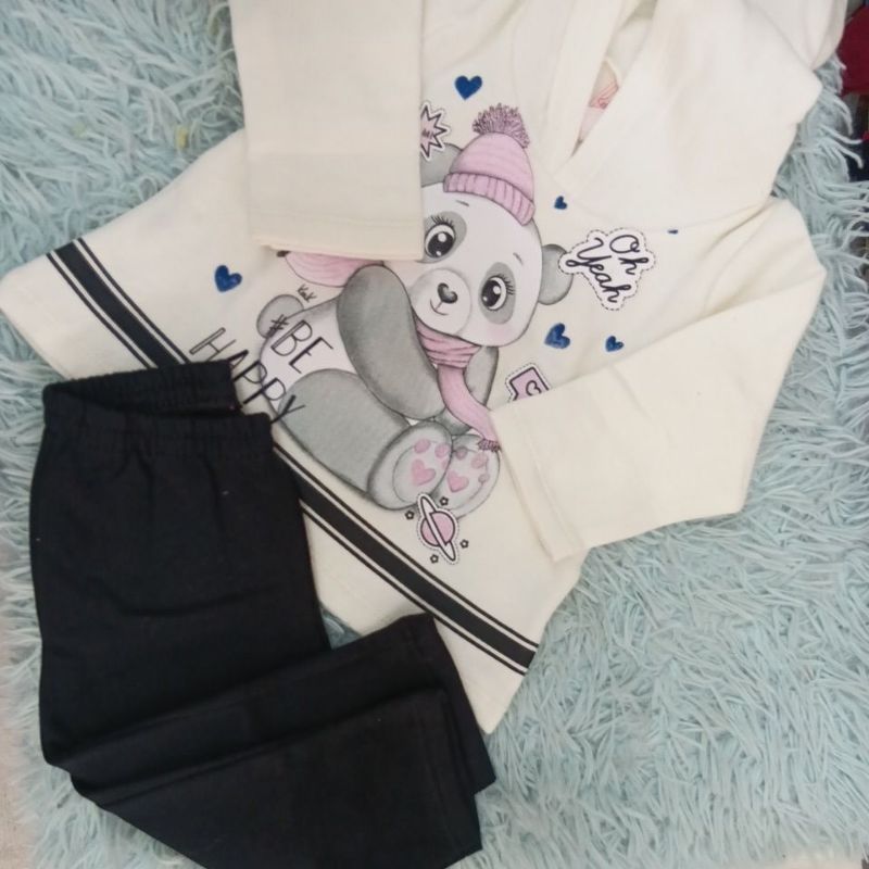 🎀 Conjunto Moletom Bebê Menina Flanelado — Tam. P / M — NOVO