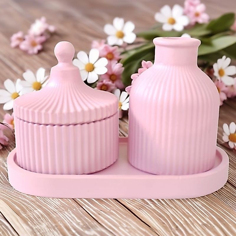 Kit Decorativo - Bandejinha, Jarrinha e Porta-Joias